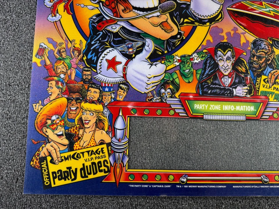 Bally The Party Zone Pinball Machine Game Backglass Translite ORIGINAL NOS - Image 4 of 4