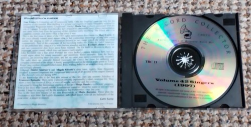 THE RECORD COLLECTOR Volume 42 Singers (1997) CD VINTAGE OPERA TRC11 - Picture 3 of 3