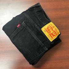 Levis 505 Regular Fit Jeans Mens 36x30 Black Straight Leg Denim Dark FLAW