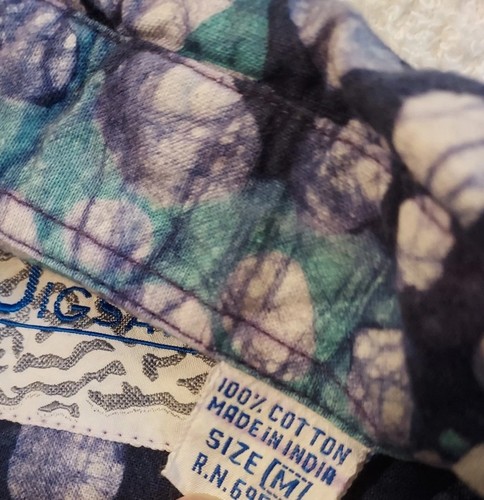 Vintage Jigsaw Batik Shirt Button Down sz M - Picture 6 of 8