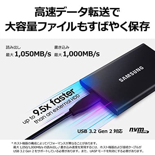 Samsung T7 1TB Maximale Übertragungsgeschwindigkeit 1 050MB/s PS4/PS5 Betrieb bestätigt 102 - Bild 2 von 9