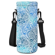 Water Bottle Bag Carrier,24oz/32oz Insulated Neoprene 750ML Blue feather