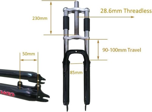 CDHPOWER 26" Horquilla de Bicicleta Doble Hombro Horquilla Delantera Triple Árbol Horquilla de Bicicleta - Imagen 28 de 61