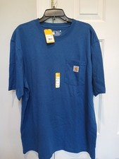 NEW-MEN'S CARHARTT LOOSE FIT S/S POCKET TEE, K87 Blue Heavyweight Shirt