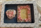 Vintage 3D Floral Photo Picture Frame & Trinket Box Set - NIB