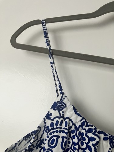 H&M Blue White Sun Dress Size S to M Cotton Strappy Beach Cover Up Oversized Hol - Picture 6 of 8