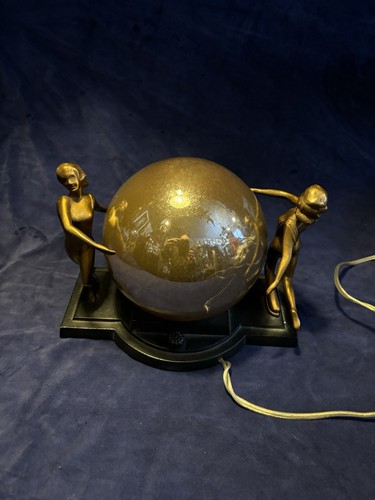 Antike Art Deco Akt tanzende Damen Kugel Tischlampe