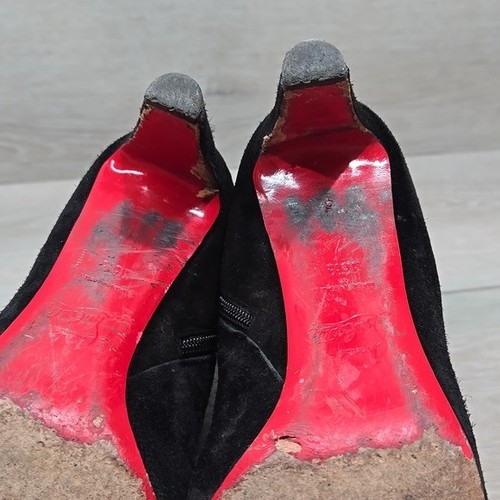 Christian Louboutin Mujer Negro Gamuza Tacón Botas Zapatos Talla 36.5/6.5 - Imagen 14 de 16