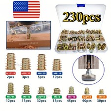 230Pcs THREADED HEX DRIVE INSERT FIXING WOOD SCREW INSERTS NUTS M4/M5/M6M8/M10