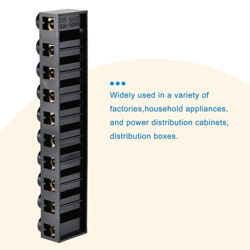 Terminal Block 500V 60A Dual Row 10 Positions Screw Electric Barrier Strip - Picture 5 of 5