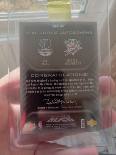 Russell Westbrook OJ Mayo /10 2008-09 UD black dual silver auto rookie RC Rare - Picture 5 of 6