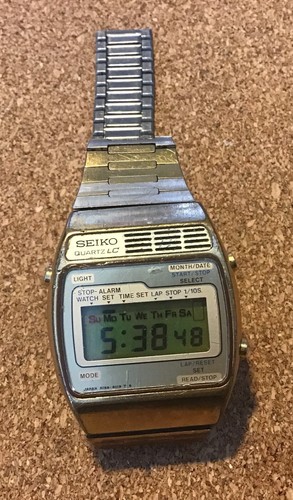 Vintage Seiko Quartz LC Watch Chronograph A159-4029-G Japan For Parts. Running