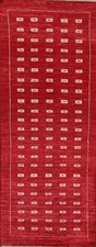 Red Geometric Modern Oriental 8 ft Runner Rug Handmade Wool 3x8 ft for Hallway