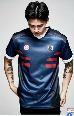 Liquid X Marvel Captain America Jersey Adult Sz  XL