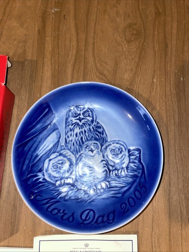BING & GRONDAHL Owl Plate 2005 Mother's Day B&G Mother Owlets Box & COA - Picture 3 of 6