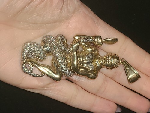 10k Gold Large Charm, Amulet Mystology Deity Python Muscular Man - Picture 17 of 21