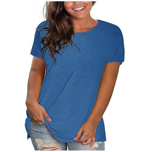 Sawvnm Sommer Tops für Damen Gr. XL royal lockeres Kurzarm T-Shirt --U4-- - Bild 1 von 4