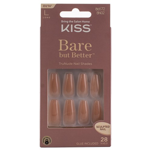 KISS Bare But Better False Nails, Long, Nude Drama, 28 Ct