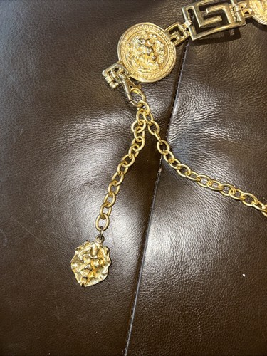 Cinturón cadena geométrica cabeza de león dorado vintage unisex talla 39 pulgadas - Imagen 5 de 11