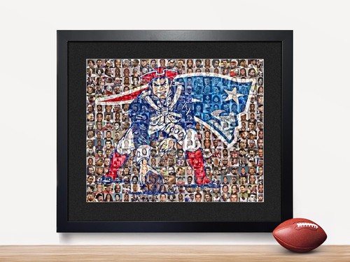 New England Patriots Fan Geschenk Mosaik Wandbild 100+ NFL Greats Football Collage - Bild 4 von 11