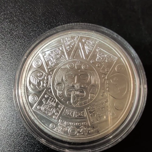1 oz 0.999 Fine Silver Aztec Calendar and Warrior Silver Bullion