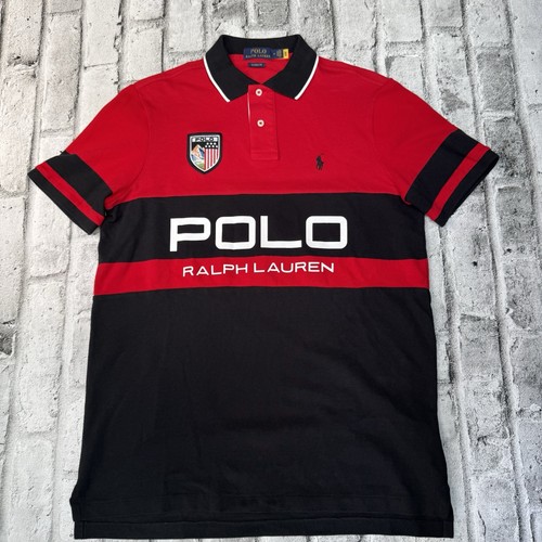 Polo Ralph Lauren Classic Fit ColorBlock Big Logo Poloshirt Rot/Schwarz Gr. M