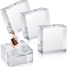 4 Pieces Acrylic Square Display Block 2 X 1 Inches Clear Polished Cube Jewelry