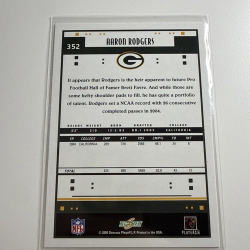 2005 Score Rookie Glossy Aaron Rodgers #352 Rookie RC - Picture 2 of 2