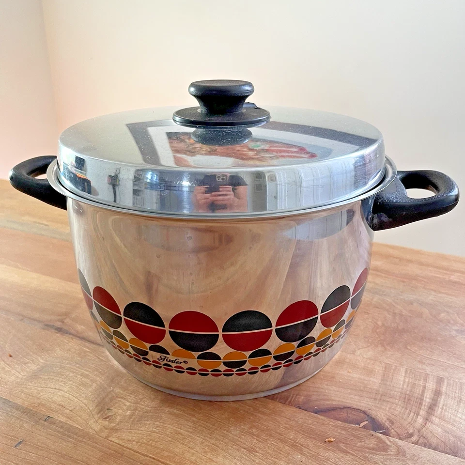 Fissler Solaryme 11" Dot Stock Pot + Lid MCM IAF Stainless Steel Germany Large - Image 3 of 4