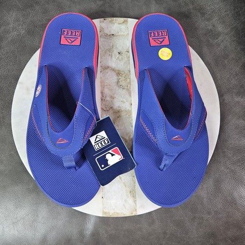REEF FANNING X MLB TEXAS RANGERS MENS 13 NAVY BLUE/RED FLIP FLOPS SANDALS New - Picture 2 of 12