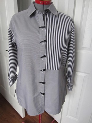 Multiples Turn Up Cuff 3/4 Sleeve-Mixed Stripes-Size S--MSRP $74--Mendocino--NWT