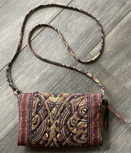 Vera Bradley Designs Colette Geldbörse Paisley abnehmbarer Riemen nicht mehr produziert Vintage - Bild 2 von 11