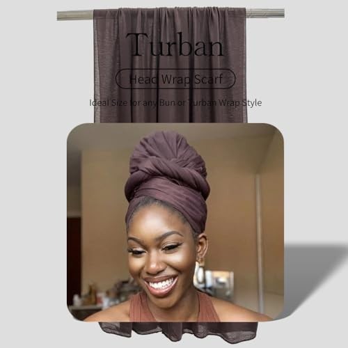 Head Wraps for Black Women Hijab Scarves Large Brown Scarf - Picture 2 of 7