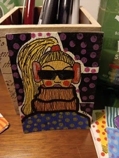 Winter Themed Aceo Original Mixed Media Abstract Woman - Peggy In Winter