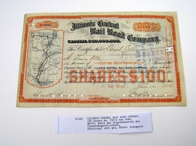 Historisches Wertpapier: Illinois Central Rail Road Company von 1898