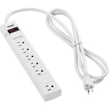 12" 5 1 Outlet Strip Surge Protector 900 Joules 6-ft Cord White