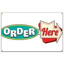 Order Here Banner Concession Stand Food Truck Single Sided