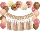 Boho Pink Brown Baby Shower Party Decorations Set - 40-Pack Mauve Blush Pink Tis