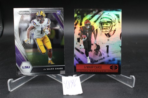 2021 Prizm Draft Picks Ja'Marr Chase #112 & illusions #65 Rookie - Picture 1 of 2