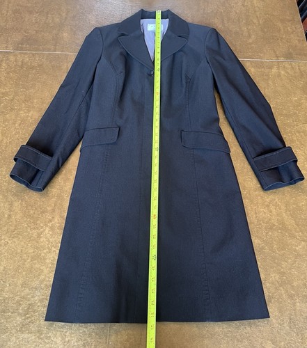 Jigsaw Black Woman Lightweight Lined Trench Coat Size 12 - Picture 5 of 10