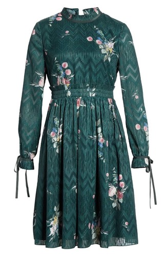 Ted Baker Sofiya grün Blumendruck Band Krawatte Kleid Größe 1 US 4 neu mit Etikett