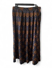 Vintage Pleated Paisley Midi Skirt Cottage Boho, 30in waist
