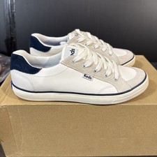 Keds Center III Sneakers Snow White Navy Leather Suede Casual Size 6.5M NWOB
