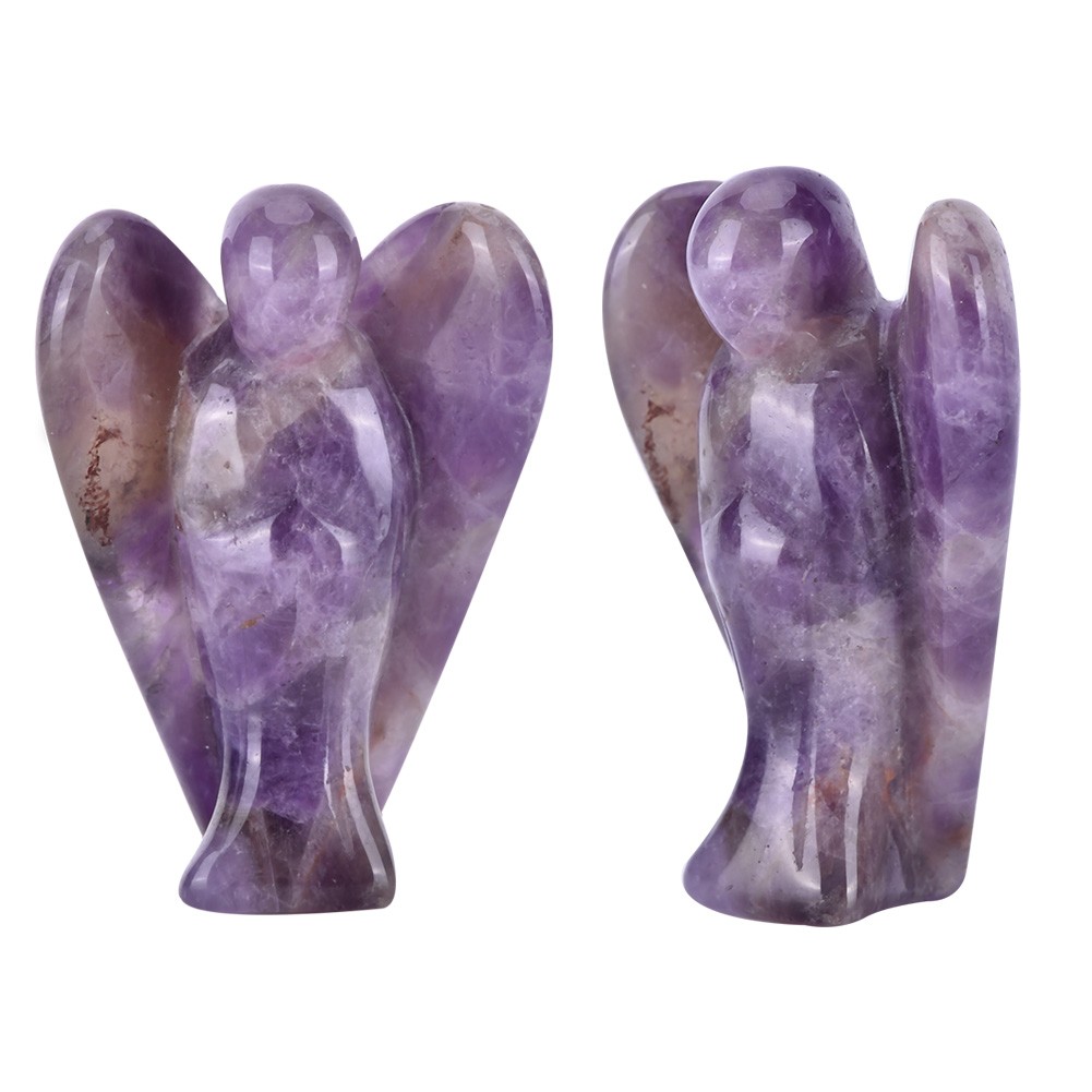 (Amethyst-Material) Wunderschöne Geschnitzte Engelsfigur Aus Klarem