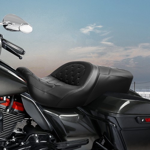 Black Driver Passenger Gel Seat Fit For Harley Touring Street Road Glide 09-23 - Picture 2 of 15