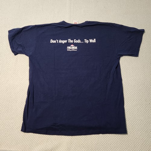 Vintage Finlandia Vodka Shirt blau T-Shirt Y2K USA Made Größe XL Bartenders are gods - Bild 6 von 8