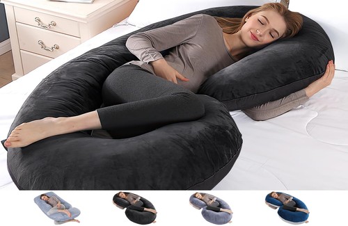 Pregnancy Pillows, C Shaped Full Body Maternity Pillow Memory Foam Pregnancy ...
