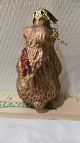 Pacconi 2012 Braunbär mit rotem Schal & goldenem Teddybär Glas Weihnachtsschmuck - Bild 2 von 11