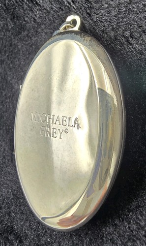 1980's MICHAELA FREY ENAMEL ART NOUVEAU PINK FLORAL LOCKET VINTAGE STAMPED - Picture 23 of 24