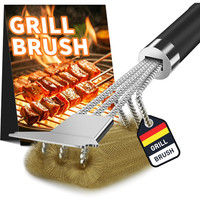GrillbüRste Messing Mit Edelstahl Grillschaber Und Langer WäRmedäMmung Griff